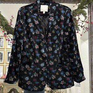Anthropologie Corduroy Floral Patterned Blazer